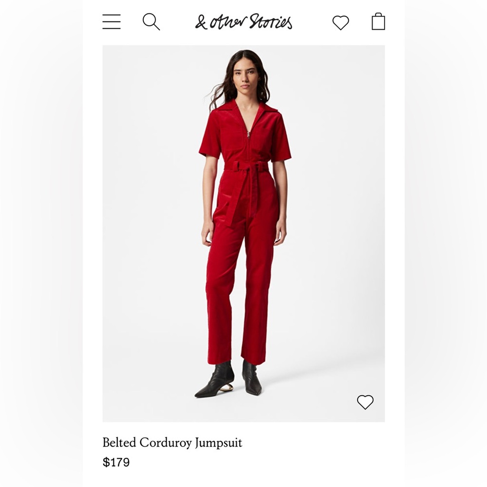Red corduroy  jumpsuit